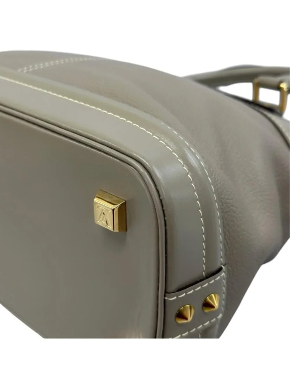 Louis Vuitton Lockit PM Handbag Leather Gray Suhali